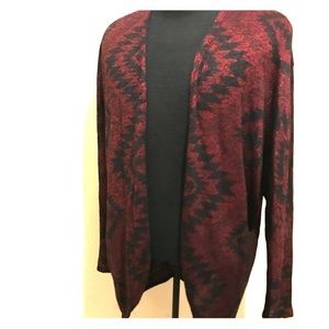 Maroon cardigan with black design